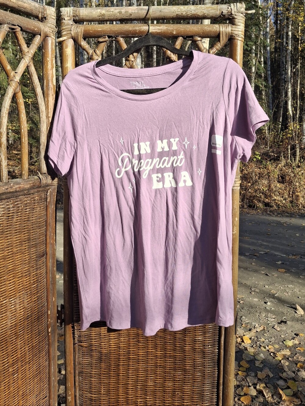 Time and Tru Lavender Short Sleeve Graphic Tee